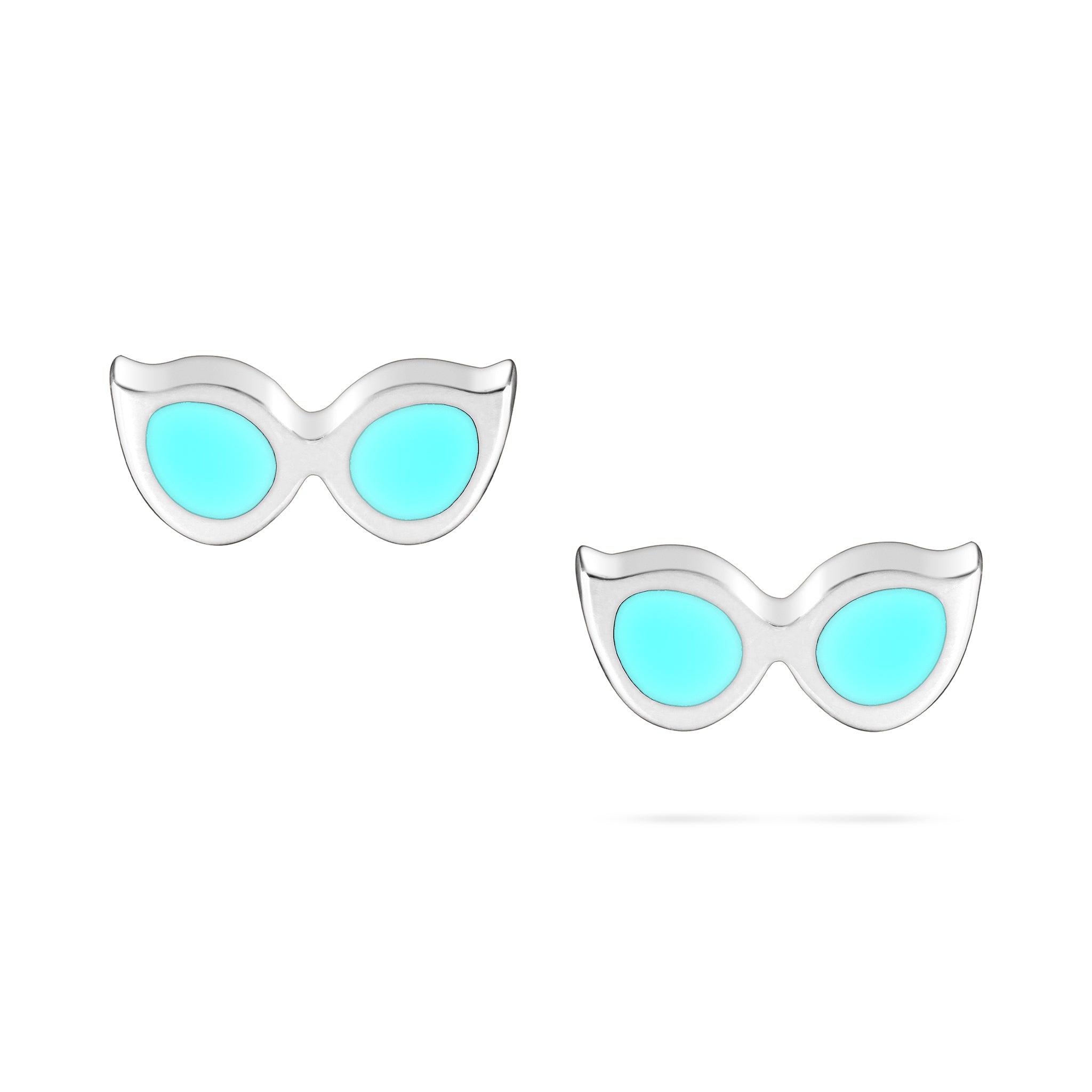Shiny Shades Earrings - White Gold (Blue)