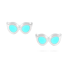 Shiny Shades Earrings - White Gold (Blue)