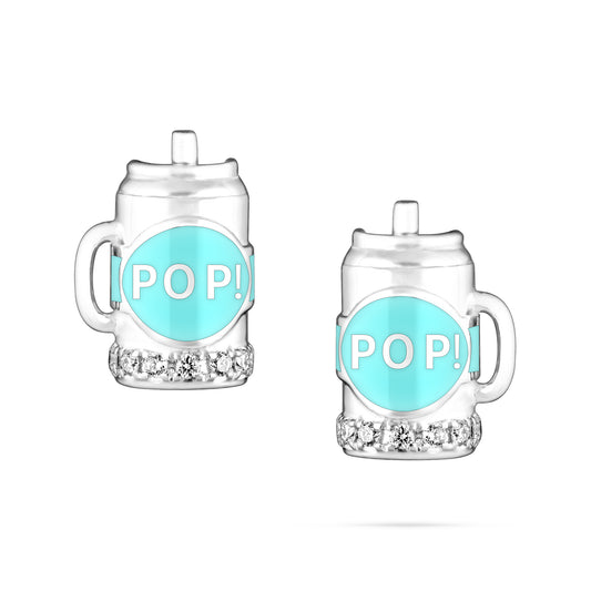 Fantasy Diamond Cup Earrings - White Gold (Blue)