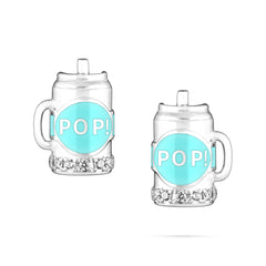 Fantasy Diamond Cup Earrings - White Gold (Blue)