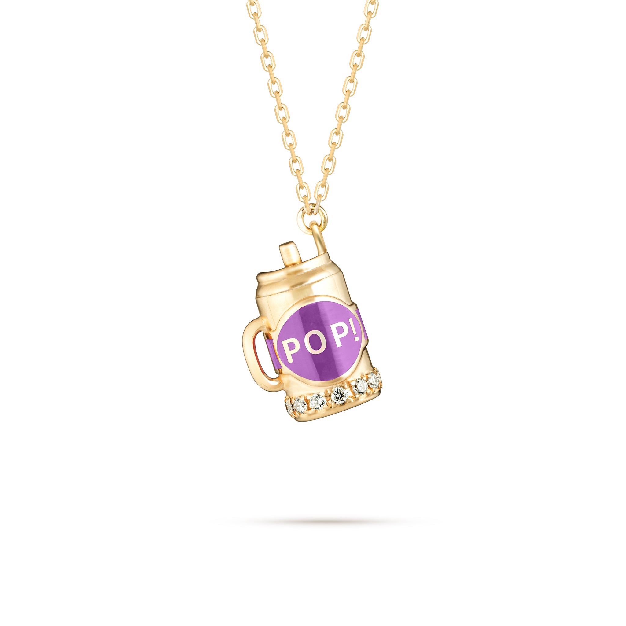 Fantasy Diamond Cup Pendant - Yellow Gold (Purple)
