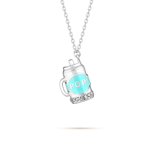 Fantasy Diamond Cup Pendant - White Gold (Blue)