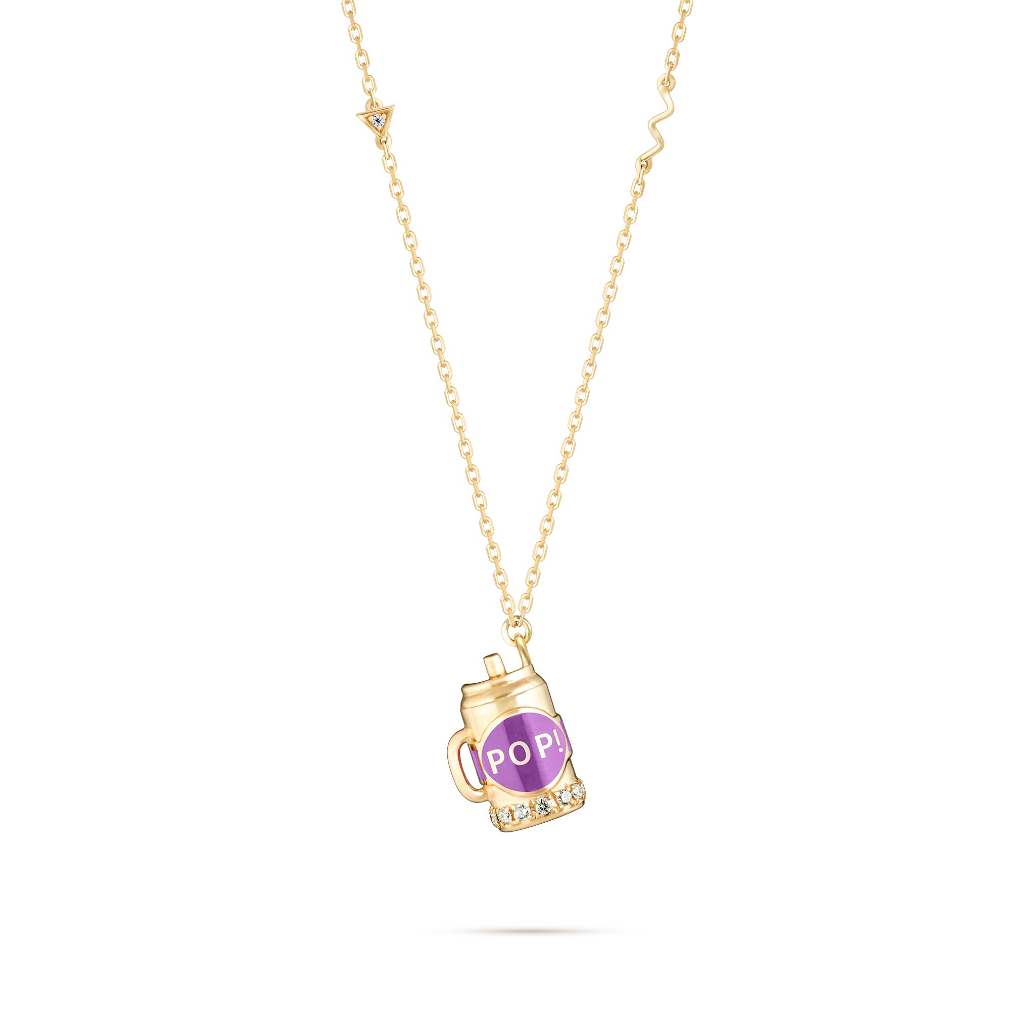 Fantasy Diamond Cup Pendant - Yellow Gold (Purple)