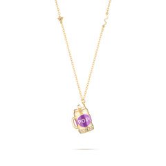 Fantasy Diamond Cup Pendant - Yellow Gold (Purple)