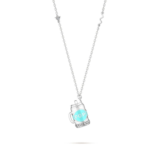 Fantasy Diamond Cup Pendant - White Gold (Blue)
