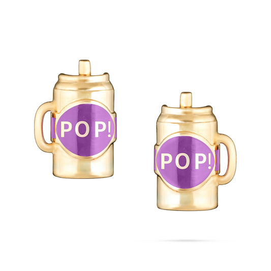 Fantasy Cup Earrings - Yellow Gold (Purple)