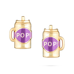 Fantasy Cup Earrings - Yellow Gold (Purple)