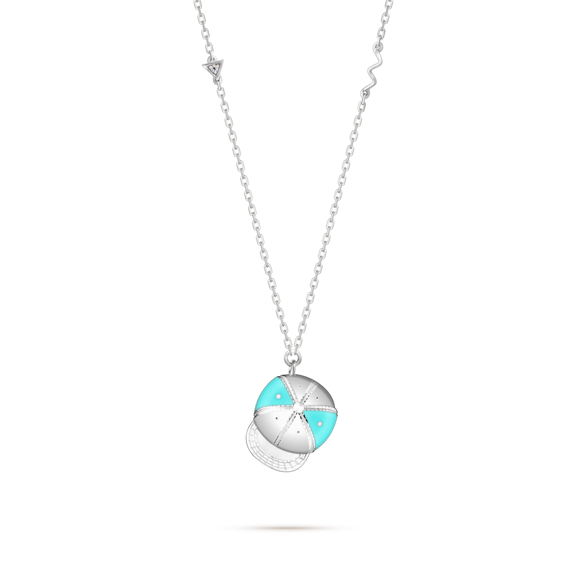L.O.L Cap Pendant - White Gold (Blue)