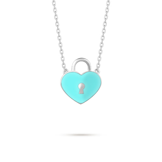 Flying Heart Pendant - White Gold (Blue)