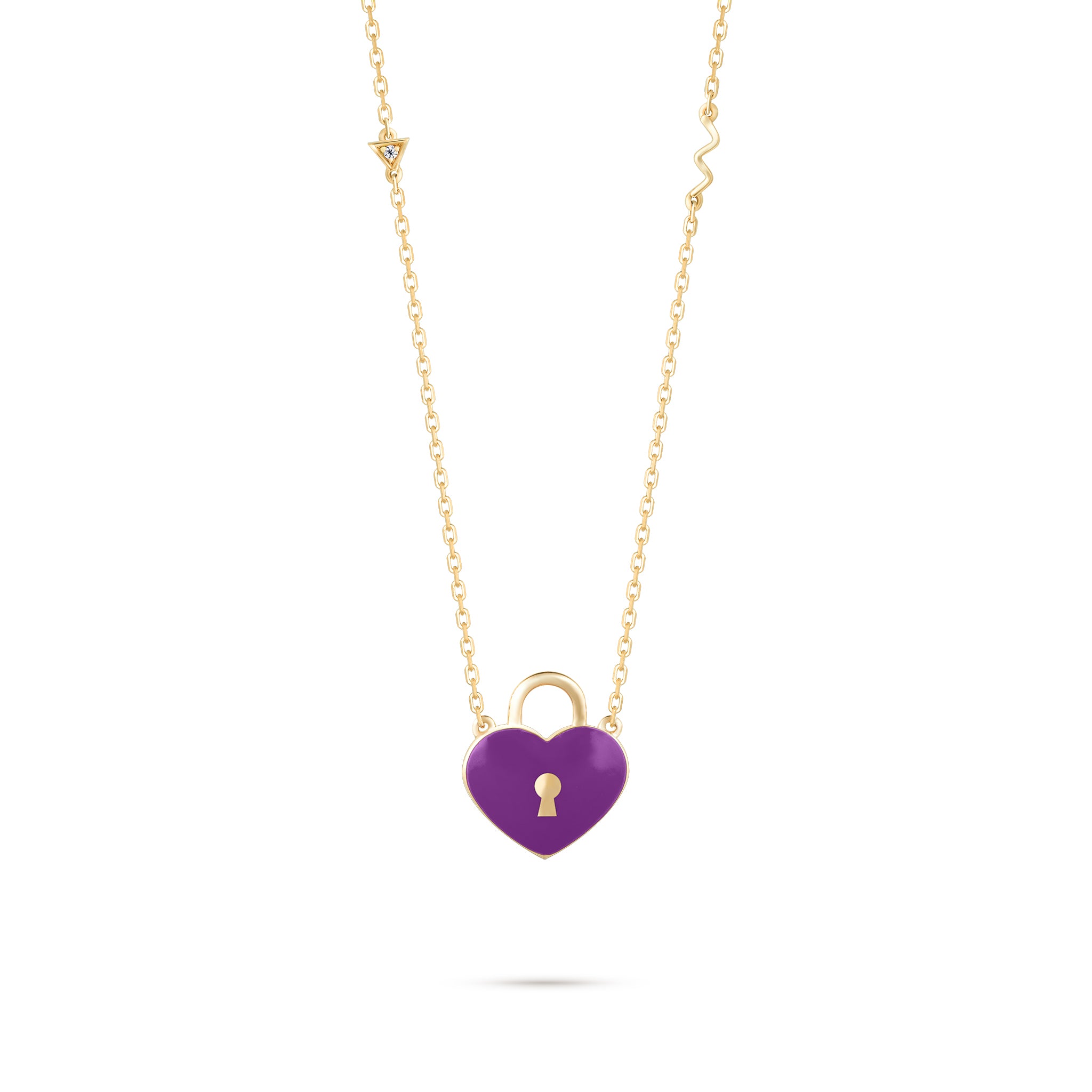 Flying Heart Pendant - Yellow Gold (Purple)