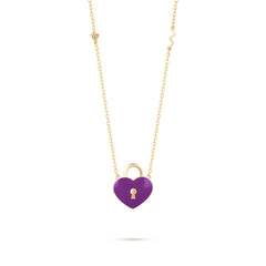 Flying Heart Pendant - Yellow Gold (Purple)