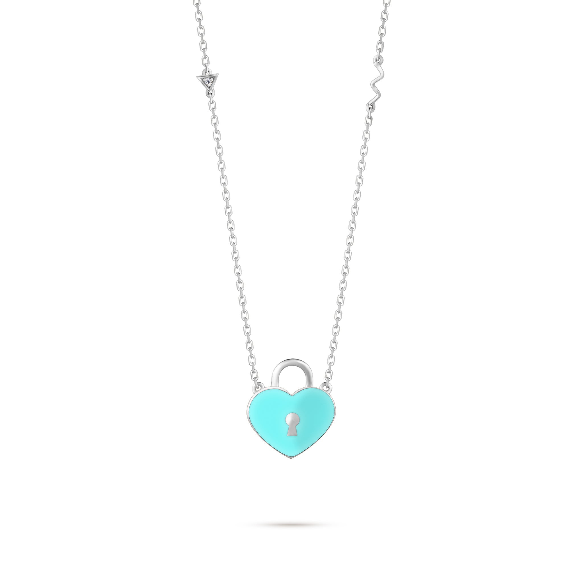 Flying Heart Pendant - White Gold (Blue)