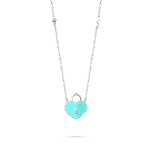 Flying Heart Pendant - White Gold (Blue)