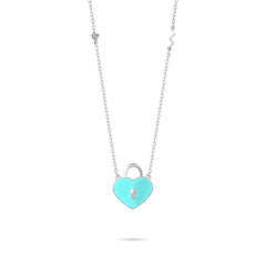 Flying Heart Pendant - White Gold (Blue)