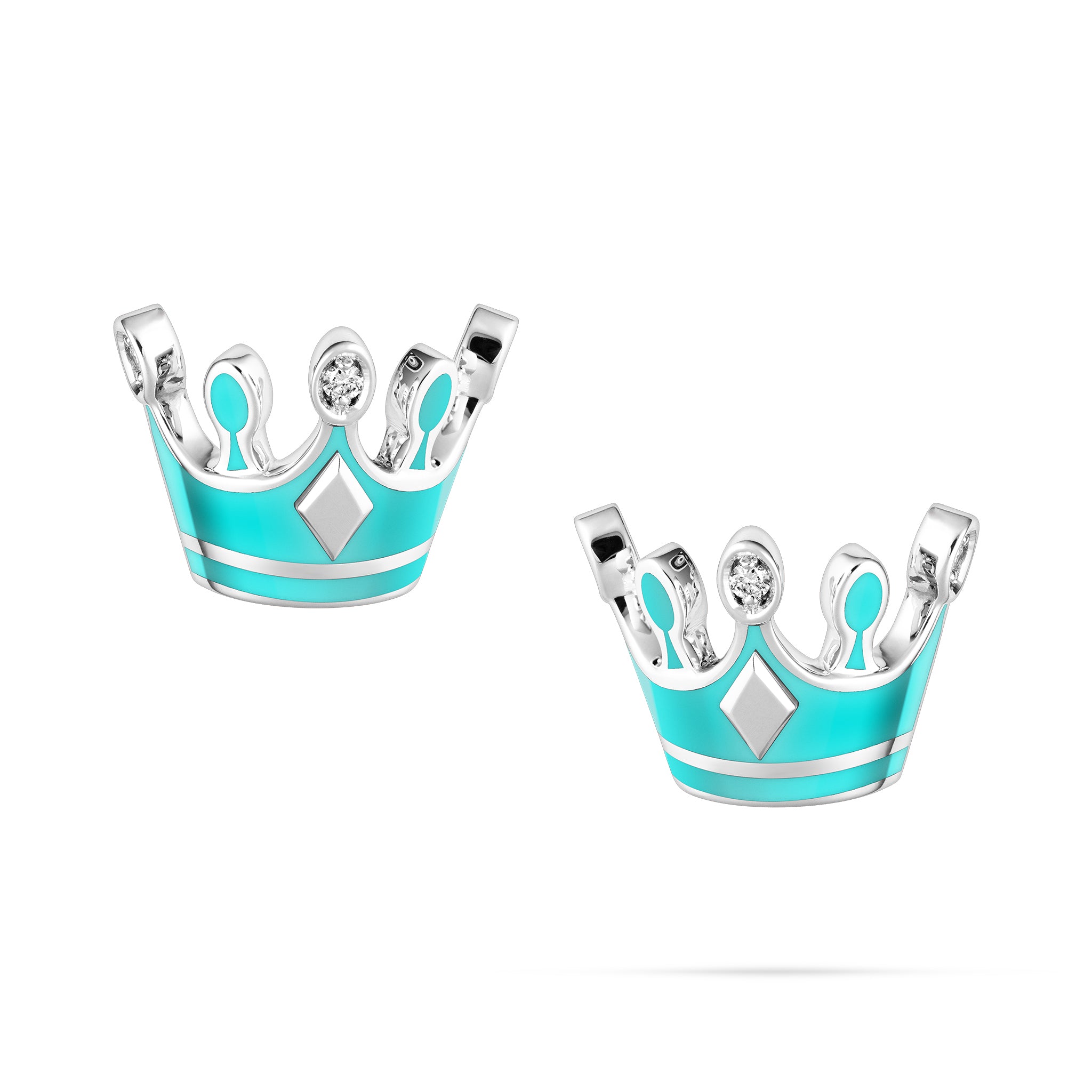 Royal Crown Earrings in White Gold - KLA Jewelry