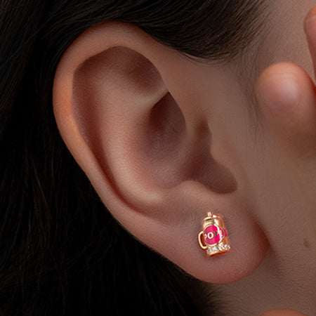 Fantasy Diamond Cup Earrings - Rose Gold (Pink)