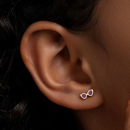 Shiny Shades Earrings - Yellow Gold (Purple)