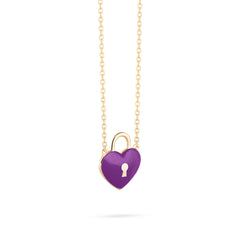 Flying Heart Pendant - Yellow Gold (Purple)