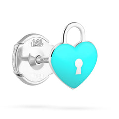Flying Heart Earrings - White Gold (Blue)