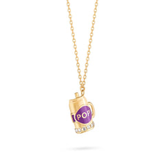 Fantasy Diamond Cup Pendant - Yellow Gold (Purple)
