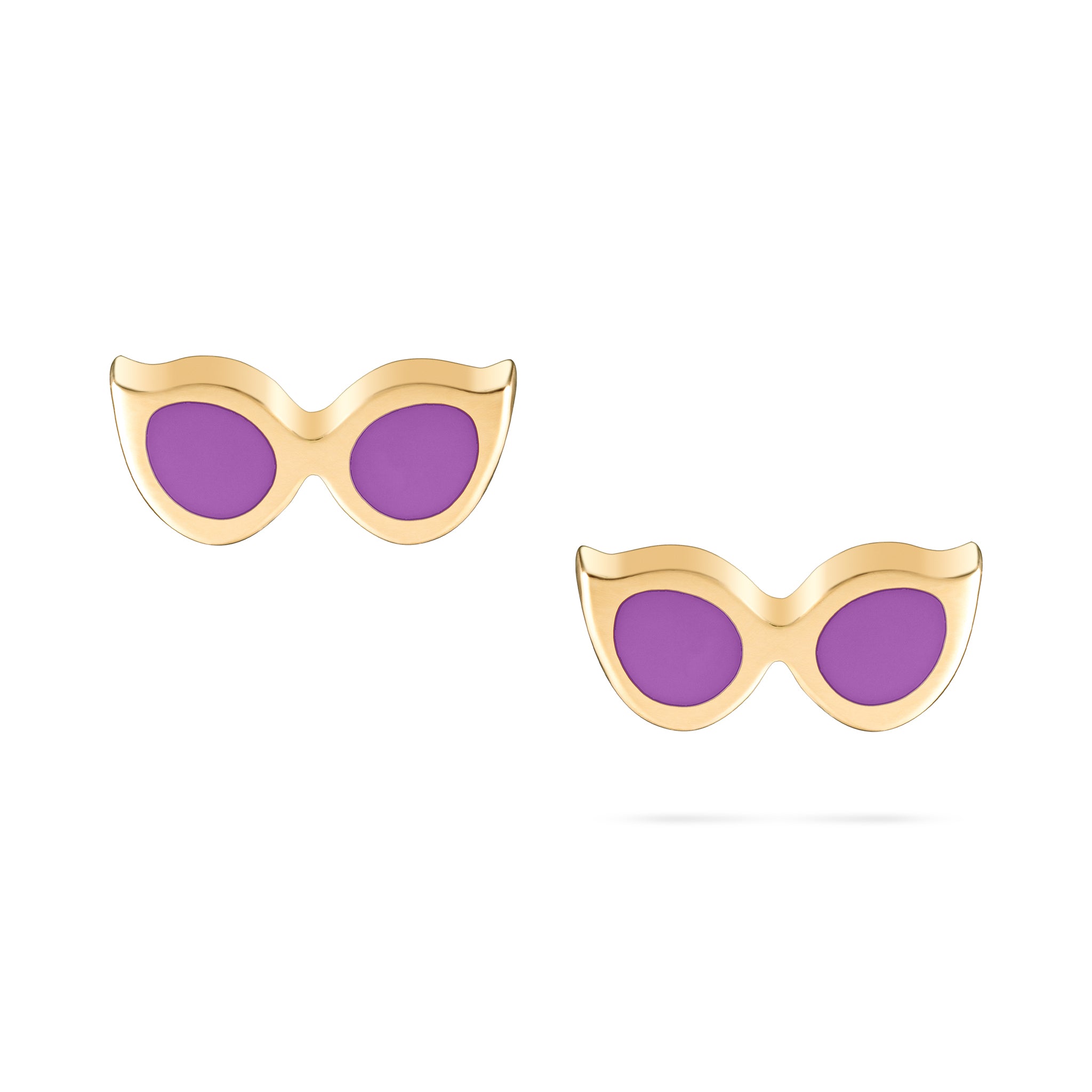 Shiny Shades Earrings - Yellow Gold (Purple)