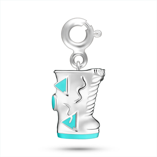 Glam Boots Charm - White Gold (Blue)