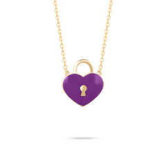 Flying Heart Pendant - Yellow Gold (Purple)