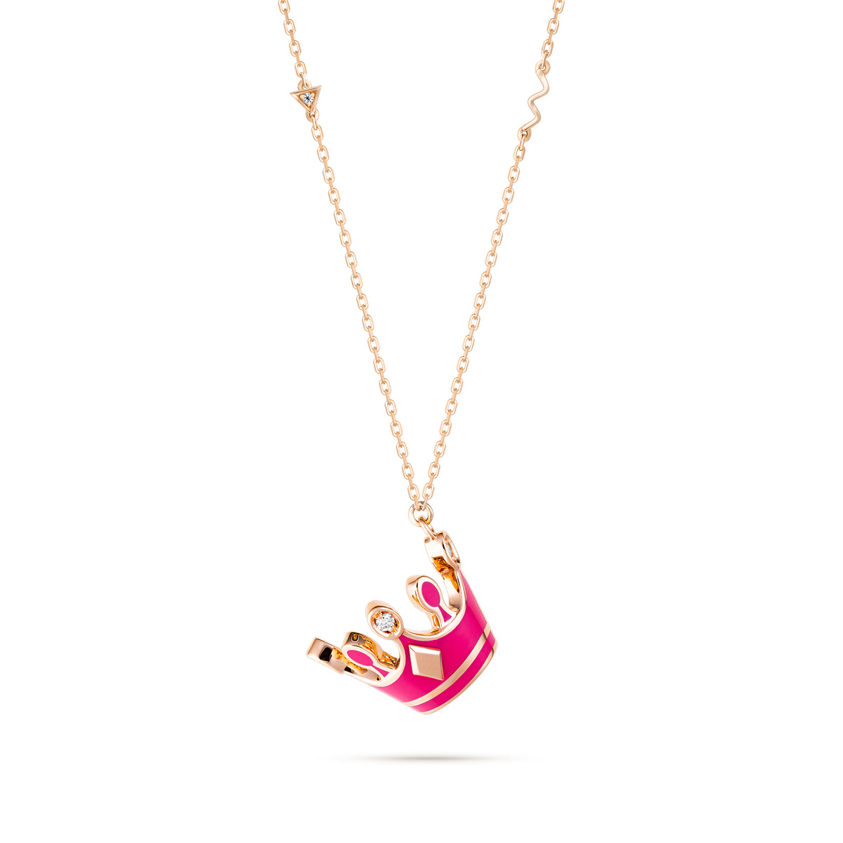 Queen Crown Necklace - 18K Rose Gold Plated Cubic Zirconia Pendant, Hypoallergenic