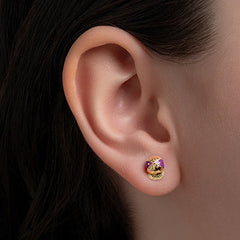L.O.L Cap Earrings - Yellow Gold (Purple)